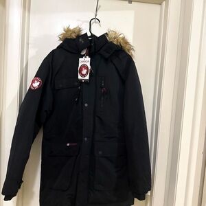 Canada Weather Gear Hooded Jacket Coat Parka   M Black Full Zip NWT   Men